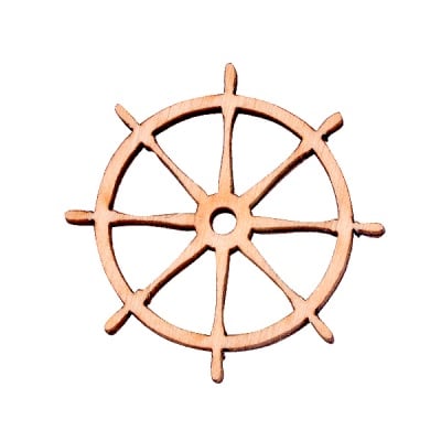Деко фигурка кормило на кораб, дърво, 30 mm