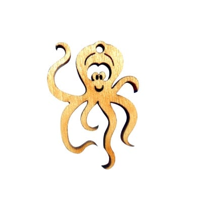 Деко фигурка октопод, дърво, 40 mm