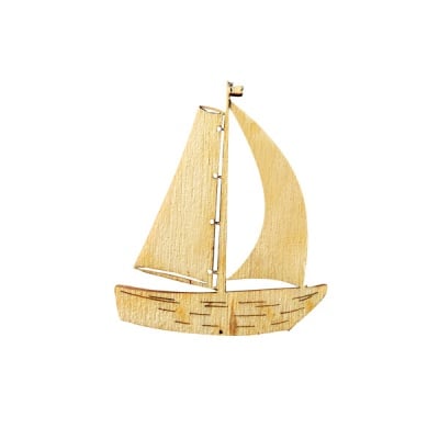 Деко фигурка платноходка отстрани, дърво, 50 mm