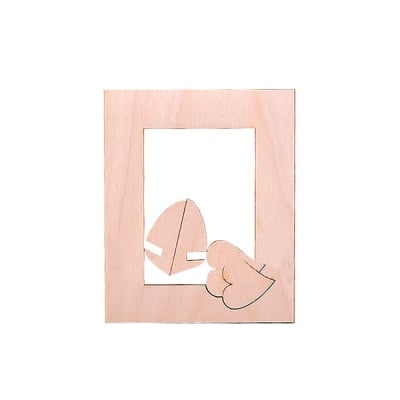 Деко фигурка рамка със сърце, дърво, 45 mm