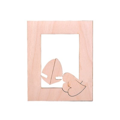 Деко фигурка рамка със сърце, дърво, 85 mm