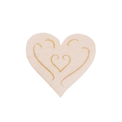 Деко фигурка сърце с филиграни, Filz, 40 mm, кремаво