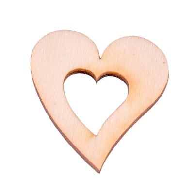 Деко фигурка сърце в сърце, дърво, 50 mm
