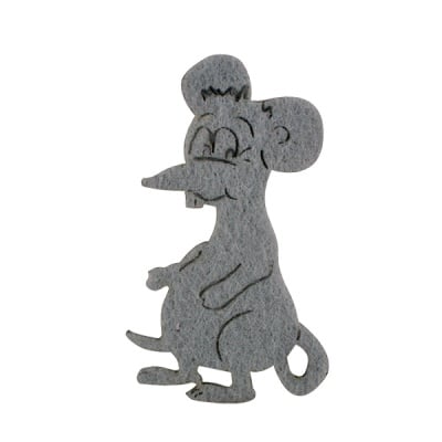 Деко фигурка седнала мишка. Filz. 50 mm. сива