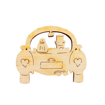 Деко фигурка сватбена кола, дърво, 50 mm