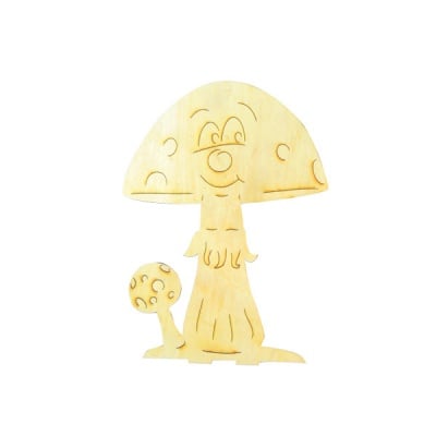 Деко фигурка усмихната гъба, дърво, 100 mm