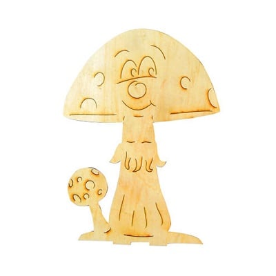 Деко фигурка усмихната гъба, дърво, 400 mm