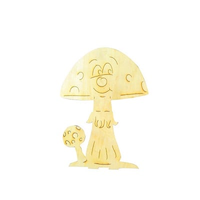 Деко фигурка усмихната гъба, дърво, 60 mm