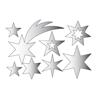 Декоративна фигура RicoDesign, ЗВЕЗДИЦИ 8ч., SILVER, 11.5/7.5 cm