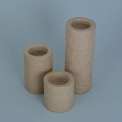 Декоративна поставка от папие маше, с орнаменти, ф 6 x 6 x 6 / 9 / 15 см, 3 бр.