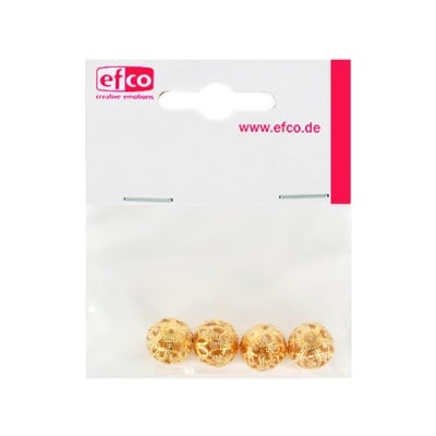 Декоративно мънисто, филигран, ф 11 mm, 4 броя, позлатено