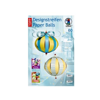 Дизайнерски комплект Paper Balls, Emily, за 8 хартиени топки, жълти/сини микс