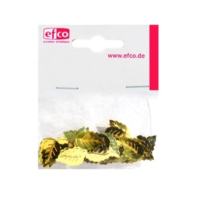 Пайети, листа, релефни, 12 х 18 mm, ~ 33 бр., златисти