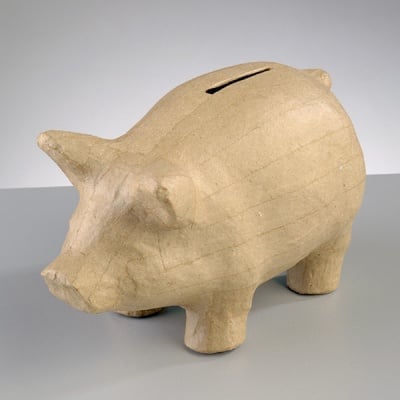 Фигура от папие маше, прасенце-касичка, 16,5 x 8 x 10 cm