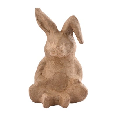 Фигура папие маше, седнало зайче, 9 х 10,5 х 18,5 сm