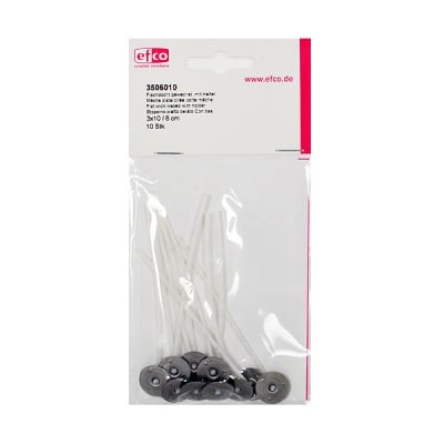 Фитил, плосък, с държач, 3x10 / 8 cm, 10 бр.,