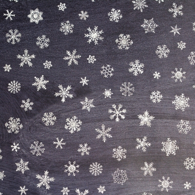 Варио картон, 300 g/m2, 50 x 70 cm, 1л, Снежинки на черен фон
