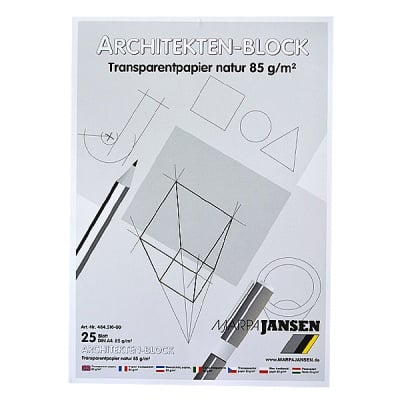 Хартия за архитекти 85 g/m2, А4, 25л в пакет, прозрачна