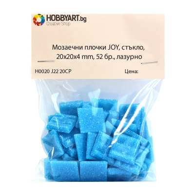 Мозаечни плочки JOY, стъкло, 20x20x4 mm, 52 бр., лазурно