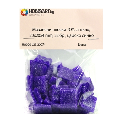 Мозаечни плочки JOY, стъкло, 20x20x4 mm, 52 бр., царско синьо