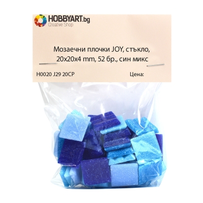Мозаечни плочки JOY, стъкло, 20x20x4 mm, 52 бр., син микс