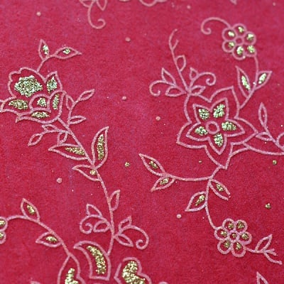 Хартия ръчна памучна, 50 g/m2, 50x70cm, 1л, червена с релефни растения