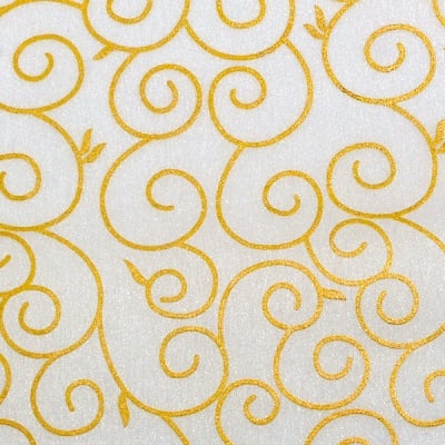 Хартия ръчна памучна, 65 g/m2, 50 x 70 cm, 1л, бял със златни арабески