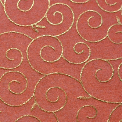 Хартия ръчна памучна, 65g/m2, 50x70cm, 1л, оранжев със златни арабески