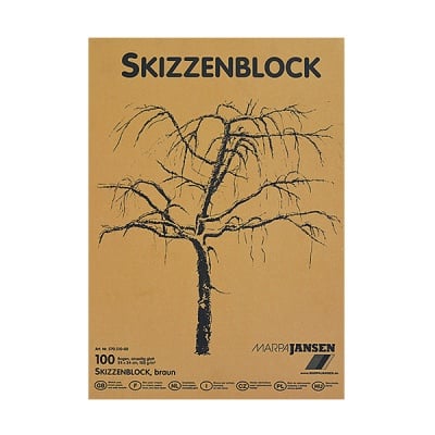 Хартия за скици, 100 g/m2, 24 x 34 cm, 100л в блок, кафява