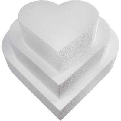 Торта от стиропор Сърце, бял, H 15 cm, ф 20 cm