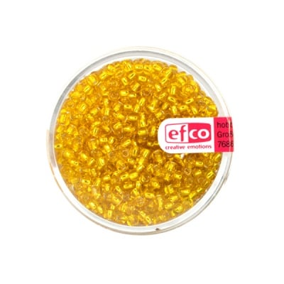 Индиански перли, сребриста нишка, ф 3,5 mm, ~400 бр., жълти