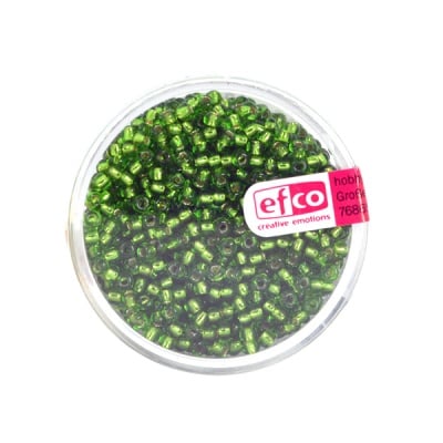 Индиански перли, сребриста нишка, ф 3,5 mm, ~400 бр., майскозелени