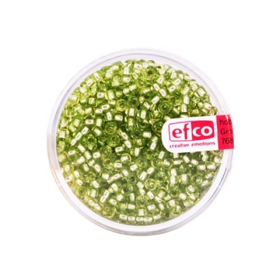Индиански перли, сребриста нишка, ф 3,5 mm, ~400 бр., светлозелени