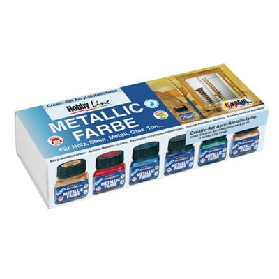Комплект акрилни бои Hobby Line Acryl-Metallicfarbe Creativ 6 x 20 ml