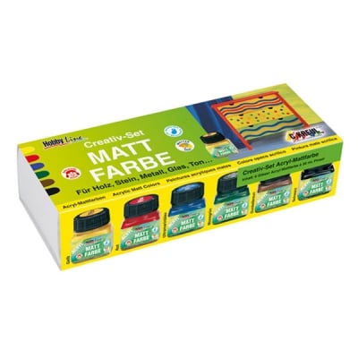 Комплект акрилни бои Hobby Line, основни матови, 6 x 20 ml