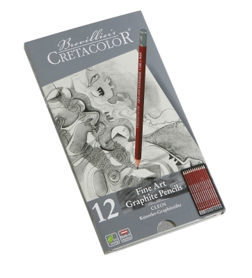 Комплект графитни моливи CLEOS FineArtGraphite, 12 бр., 2H,F,HB-9B