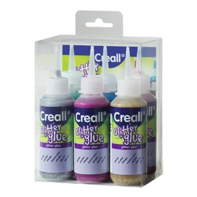 Комплект лепило блестящ ефект CREALL Glitter, 6 х 100ml
