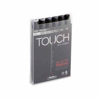 Комплект маркери TOUCH TWIN, 6 бр., степени на сиво
