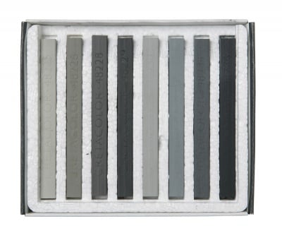 Комплект пастели CretaColor, GREY CHALKS, 8 бр., сиви