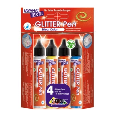 Комплект текстилна боя Glitter Pen JAVANA, 29 ml, 4бр.
