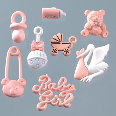 Копчета, It's a Girl, 8 бр., розови/ бели