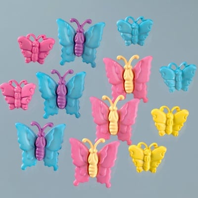 Копчета, пеперуди, 15 / 20 mm, 12бр,разноцветни