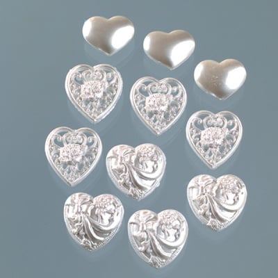Копчета, викториански сърца, 11бр., бисерни