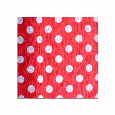 Креп-хартия, 35 g/m2, 50 x 250 cm, 1 ролка, точки бели/ червени