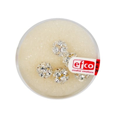 Кристална топка с отвор, 8 mm, 5 бр., кристал / сребро