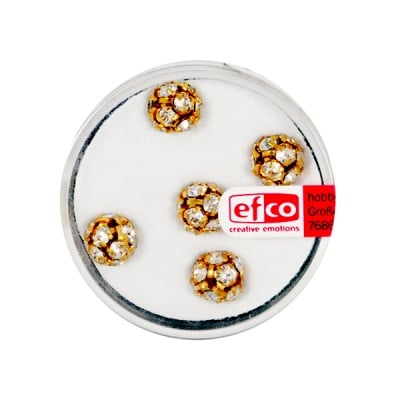 Кристална топка с отвор, 8 mm, 5 бр., кристал / злато