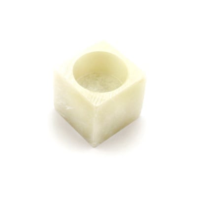 Кубче свещник, 7х7 cm, сапунен камък, бял