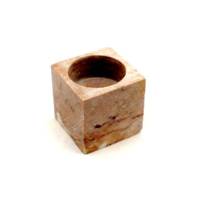 Кубче свещник, 7х7 cm, сапунен камък, зелено-кафяв
