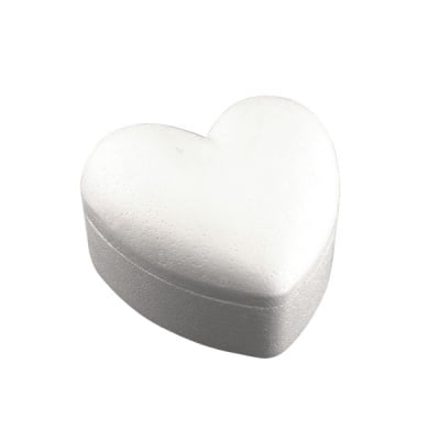 Кутия сърце от стиропор, бял, 140 x 140 mm