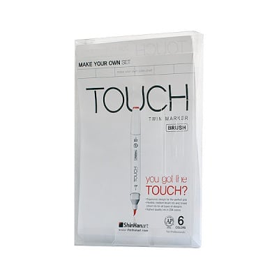 Кутия за маркери TOUCH TWIN BRUSH, 6 маркера, празна